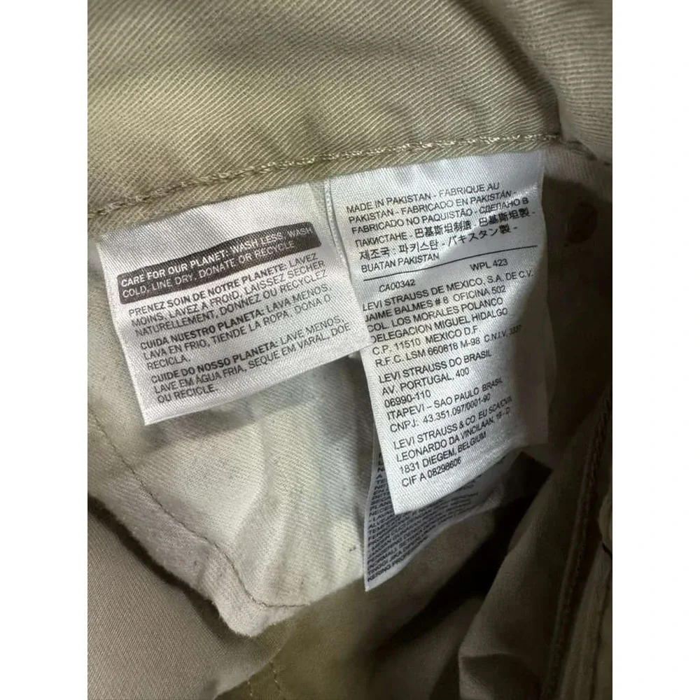 Levi's 514 Straight Leg Jeans‎ Mens 36x29 Beige Denim Patch Logo Streetwear